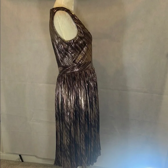 Gold and Brown Embellished A-Line Cocktail Dress - Picture 8 of 10